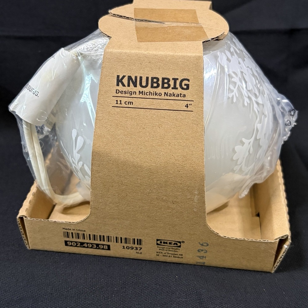 IKEA Knubbig Glass Lamp Shade Cherry Blossom White 4" Discontinued New in Box